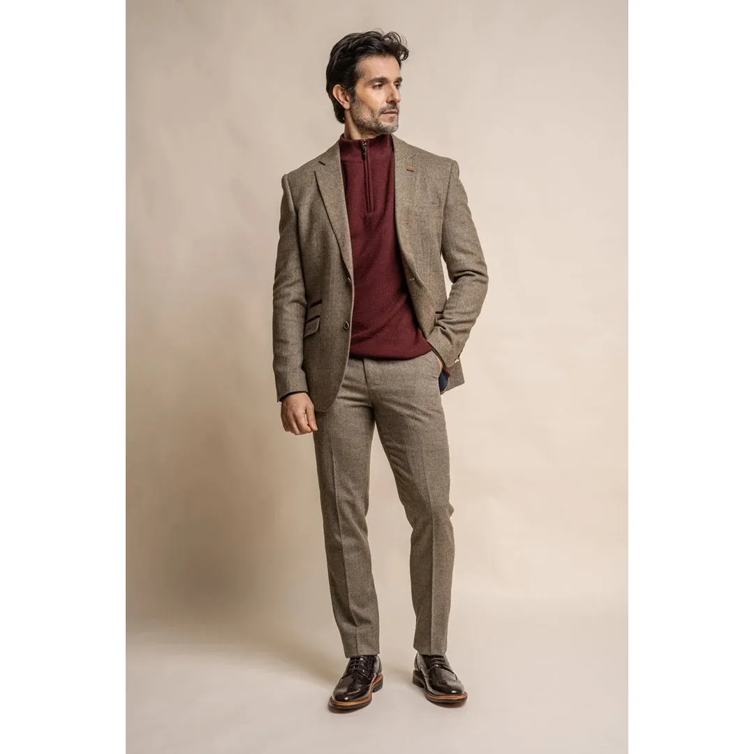 Gaston - Men's Tweed Olive Check Blazer