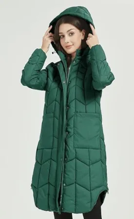 Giolshon Women's Knee-length Quilted Coat Winter Puffer Jacket