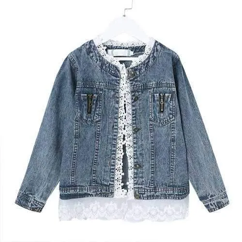 Girls Jean Jackets Kids Lace Coat