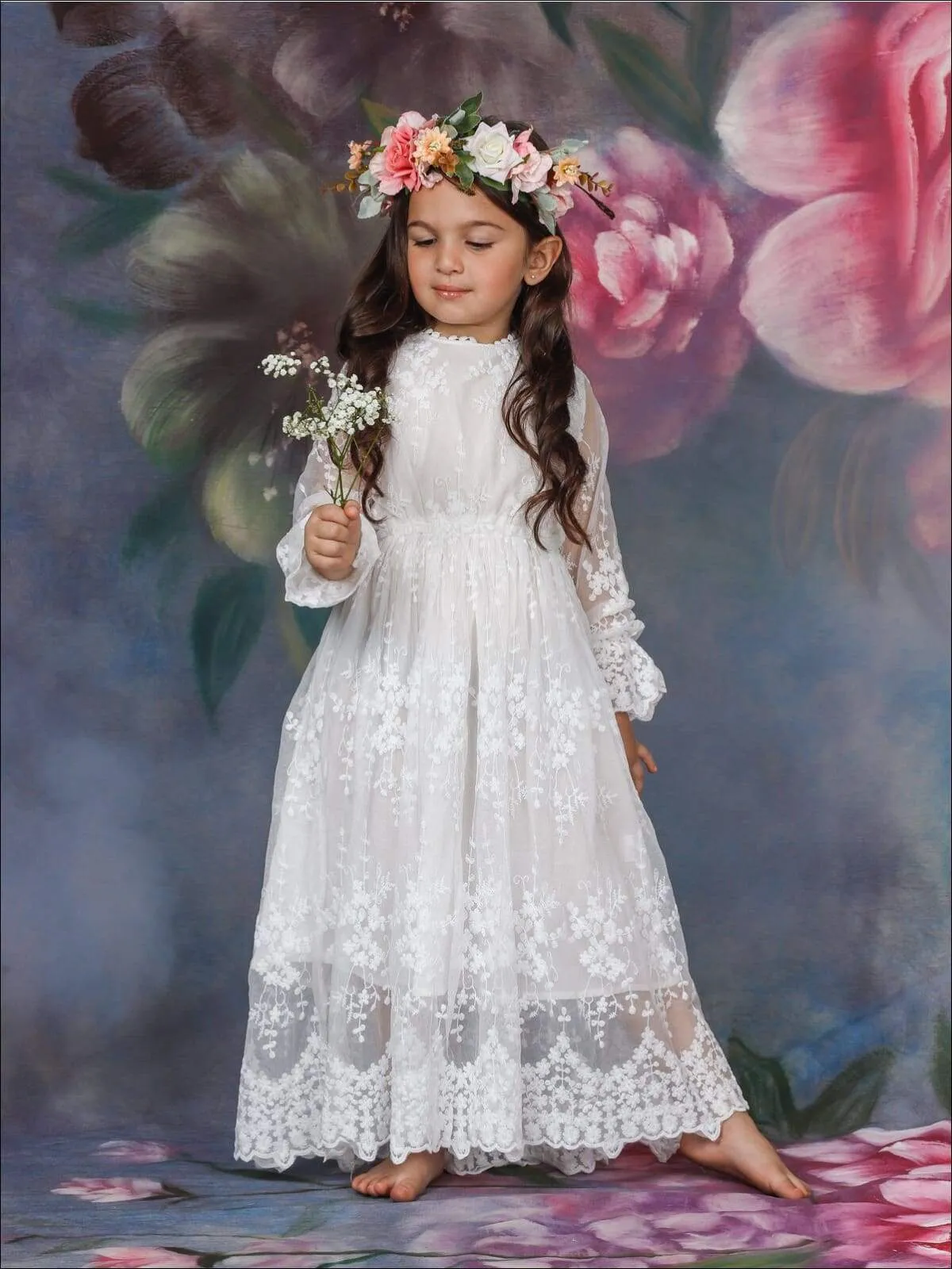 Girls Maxi Elegant Lace Dress