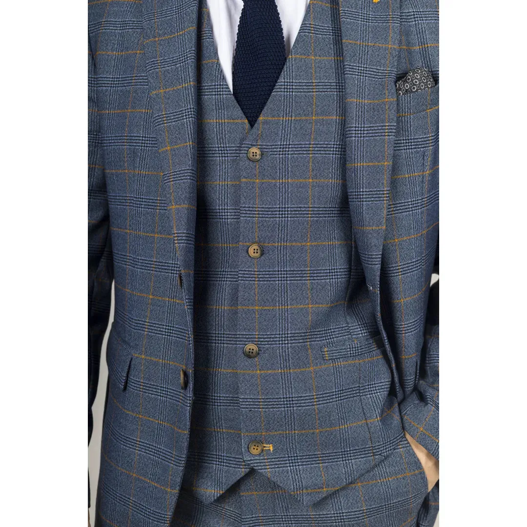 Gisborne - Men's Navy Checked Blazer