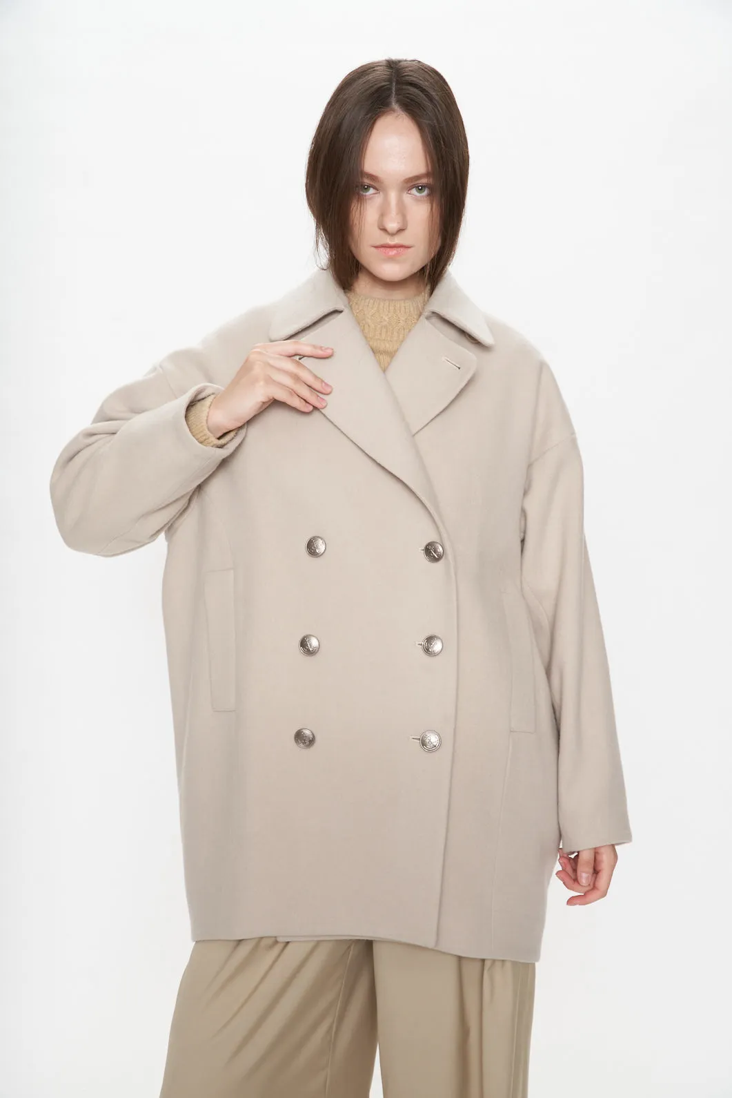 Golden Button Wool Peacoat