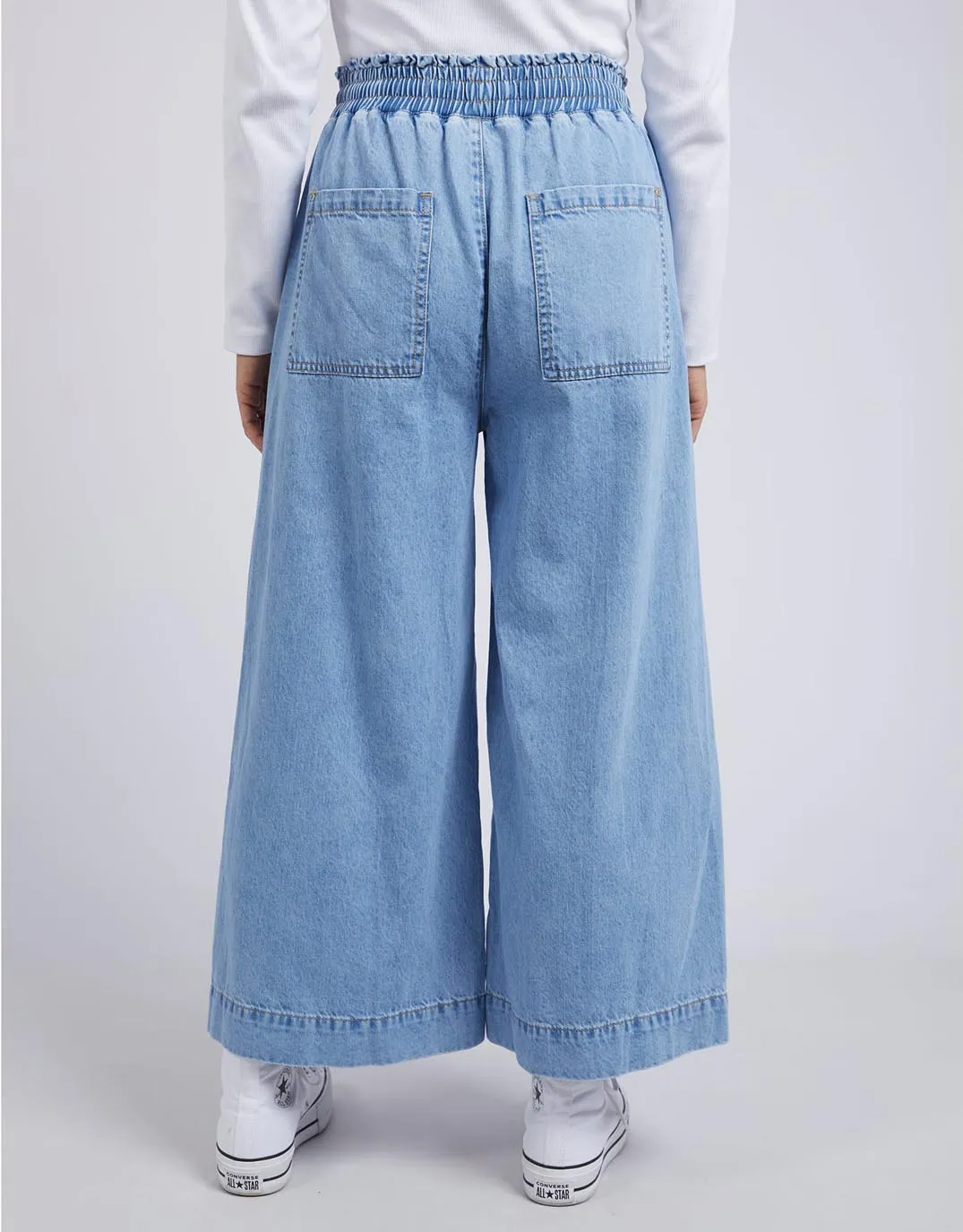 Greta Wide Leg Pant - Mid Blue Denim