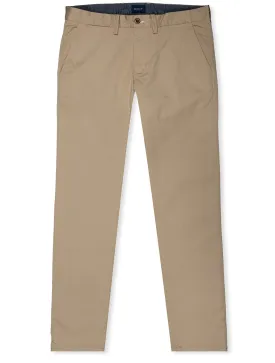 Hallden Slim Fit Twill Chinos Dark Khaki