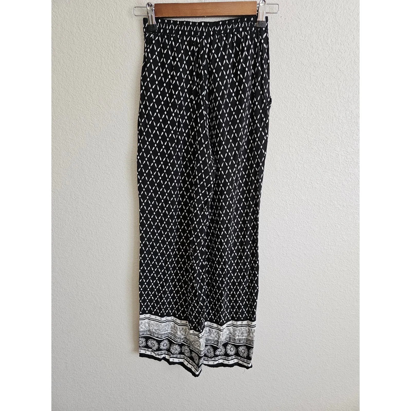 H&M Coachella Collection Womens Sz 4 Wide Leg Pull On Pants Black White