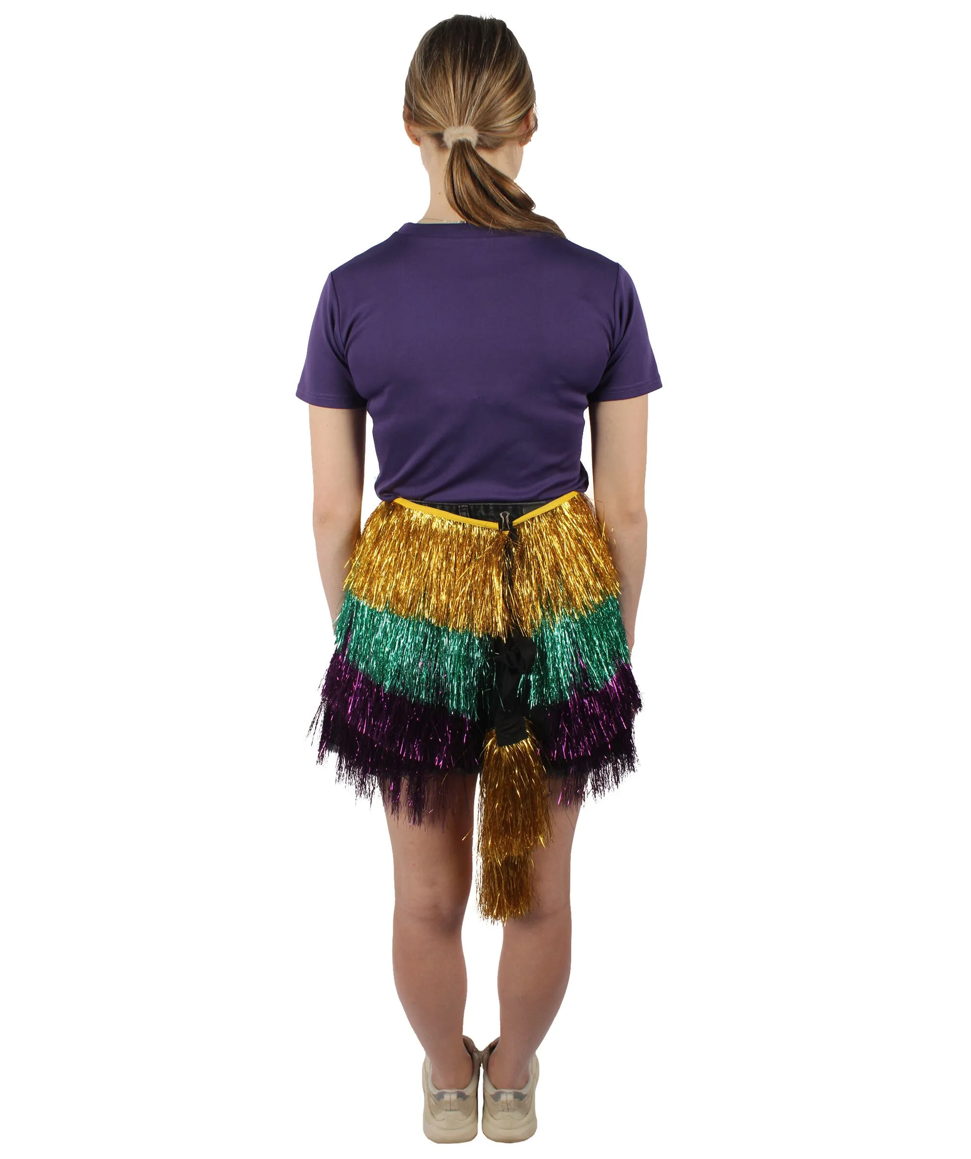 HPO Adult Women's Purple Green and Gold Tinsel Wrap Skirt| Perfect for Halloween