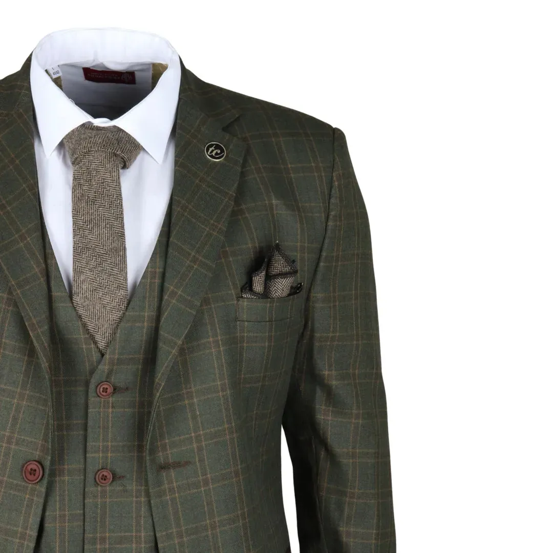 IM12 - Men's 3 Piece Green Check Suit