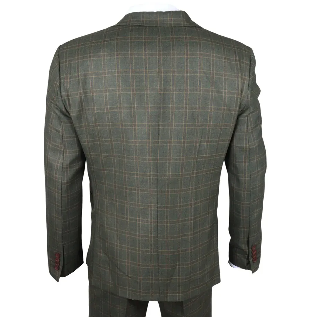 IM12 - Men's 3 Piece Green Check Suit