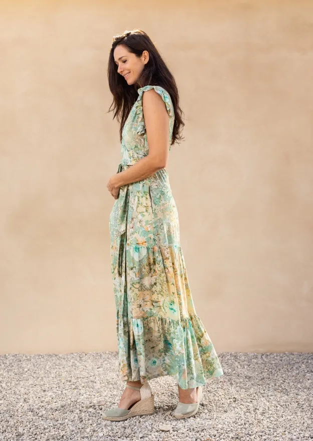 Izzy Wrap Long Dress // Bora Tie Dye - Gold