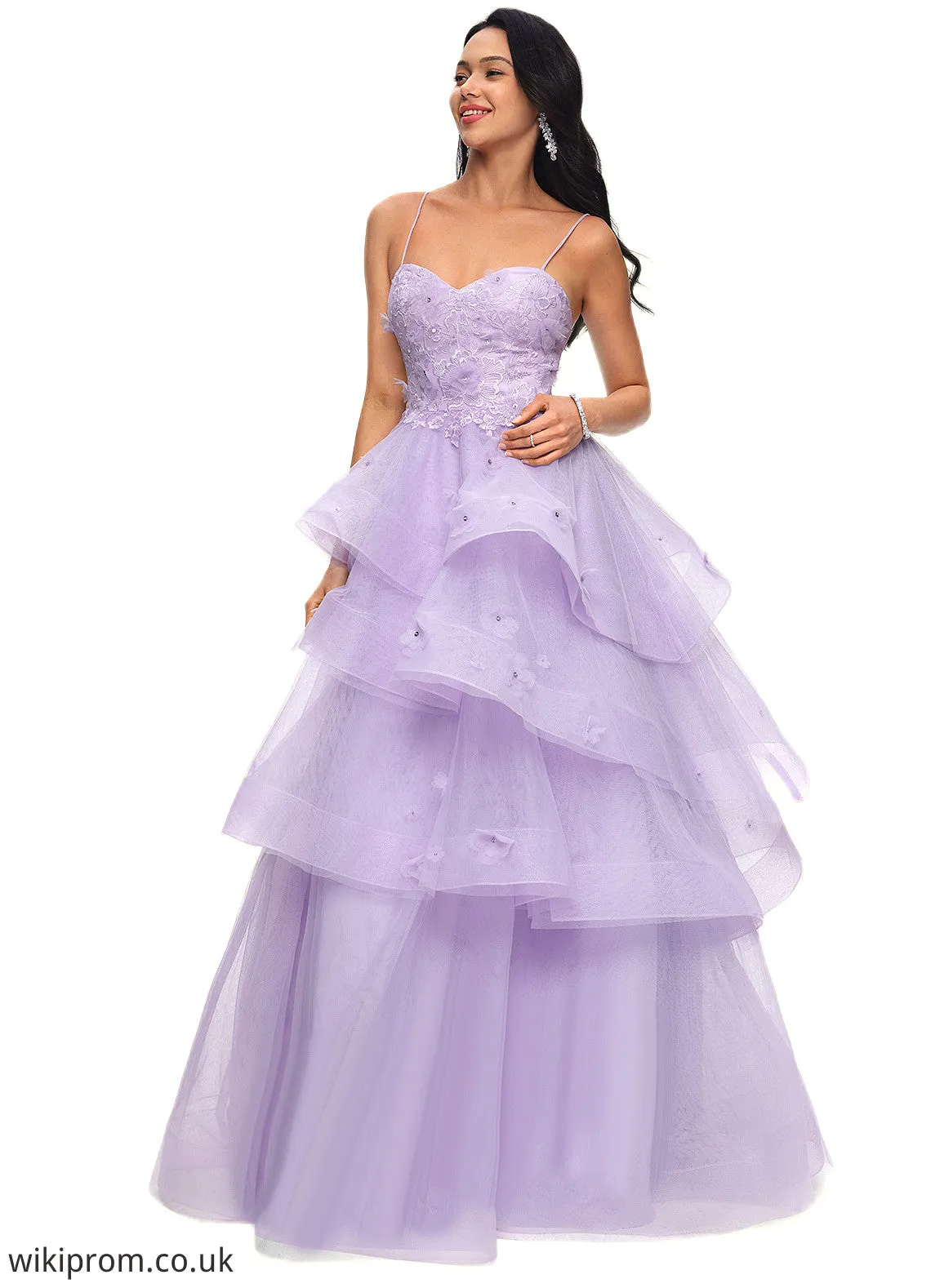 Joslyn Ball-Gown/Princess Sweetheart Floor-Length Tulle Prom Dresses With Beading Sequins SWKP0022204