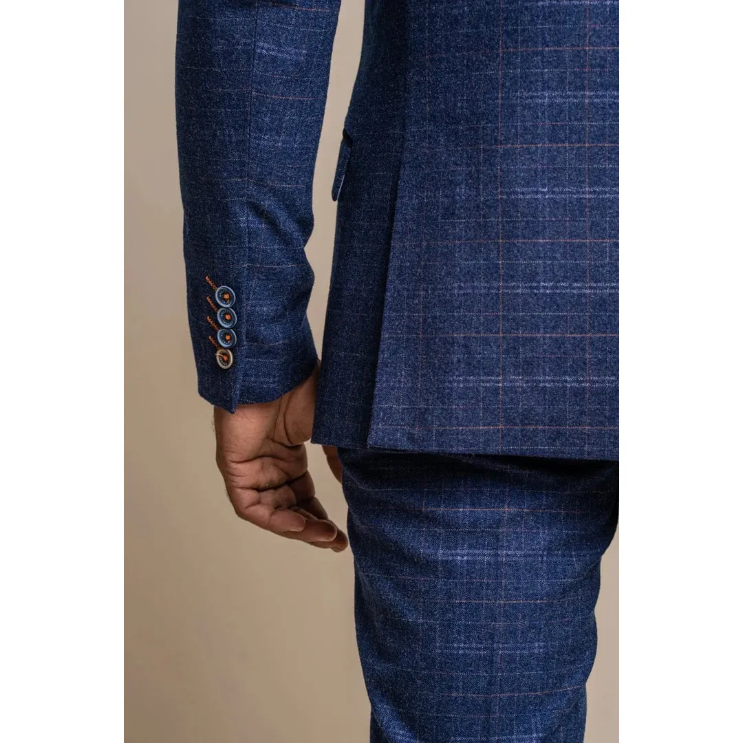 Kaiser - Men's Tweed Check Blue Blazer