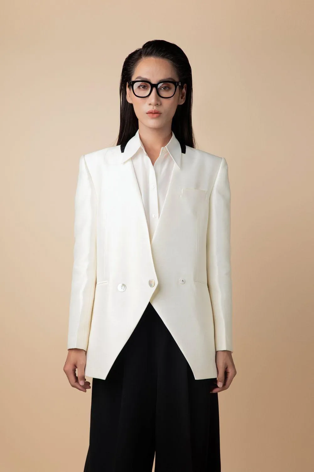 Kamryn Straight Button Taffeta Blazer