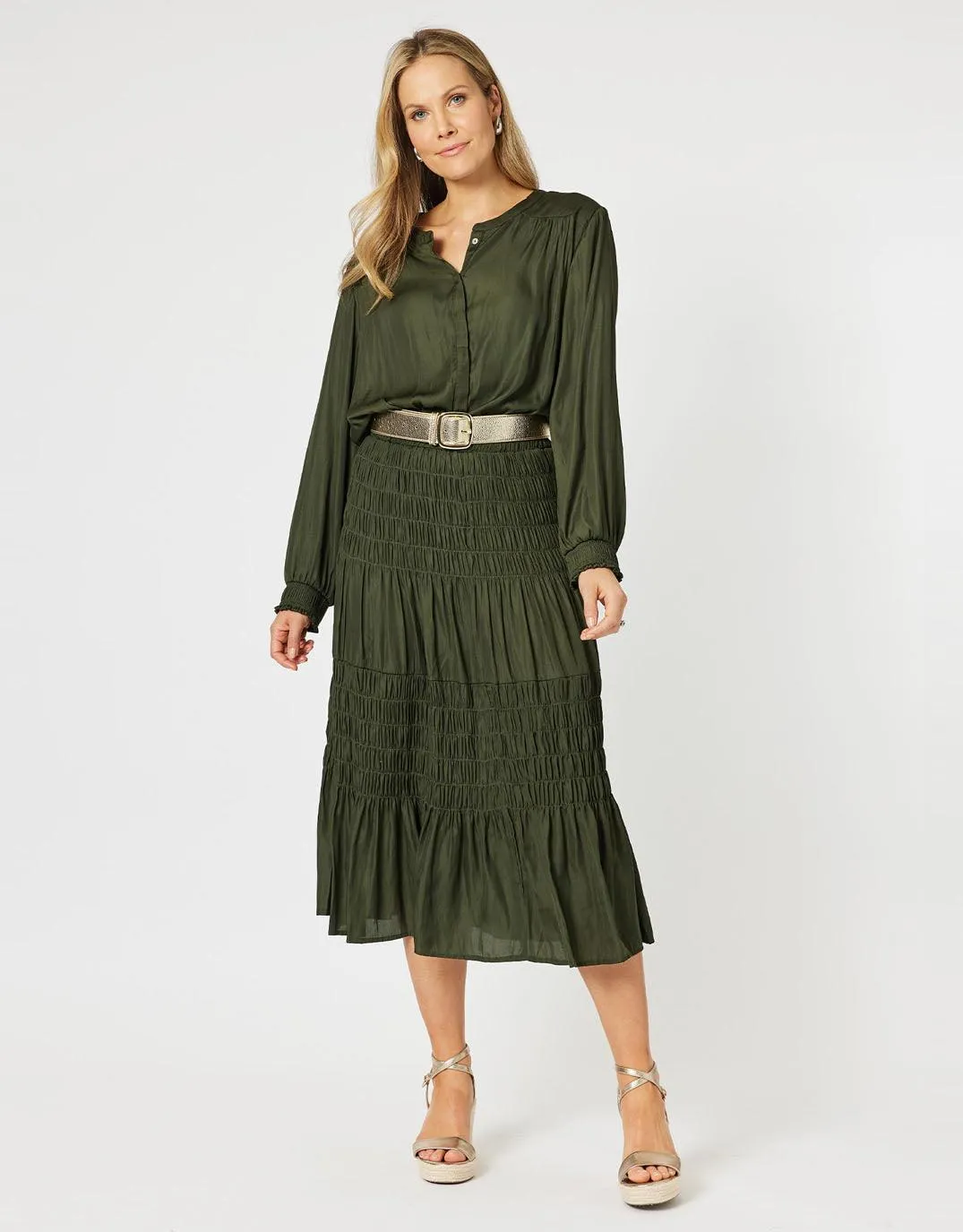 Luxe Shirred Skirt - Cypress