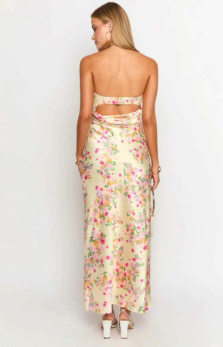 Maiah Yellow Bloom Maxi Dress