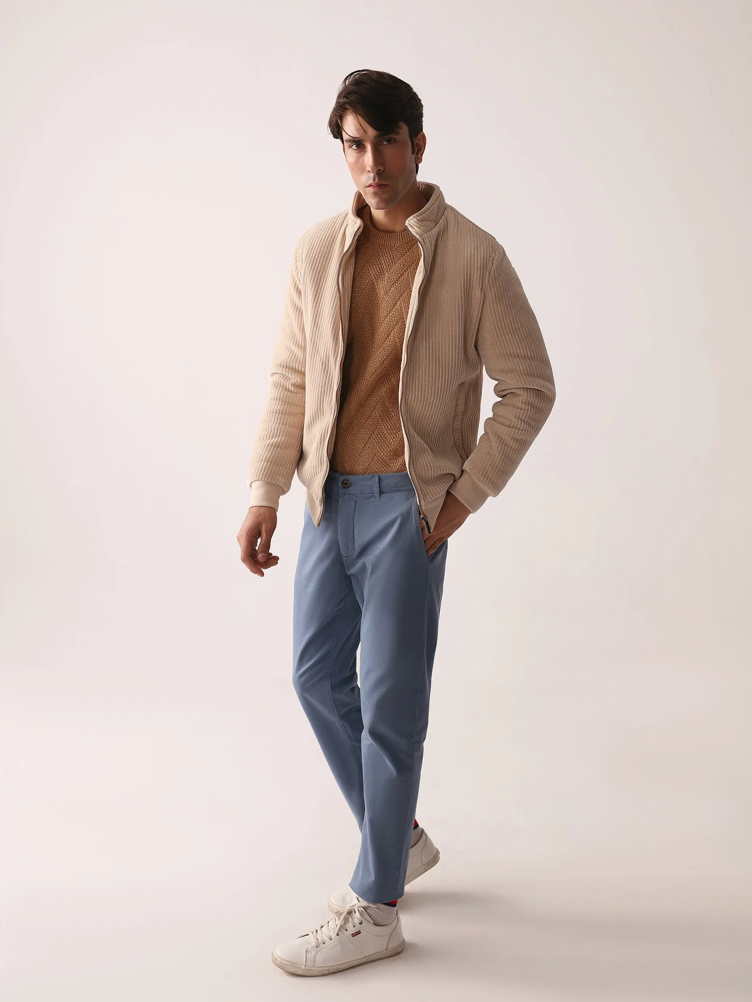 Marine Blue Slim Fit Chino Pants