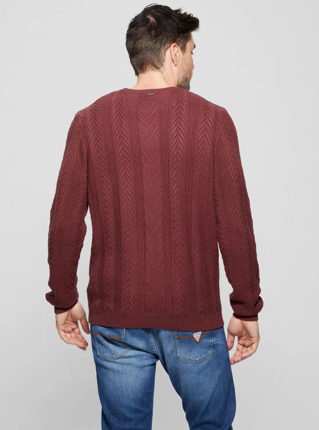 Maroon Red Cable Ethan Knit Jumper