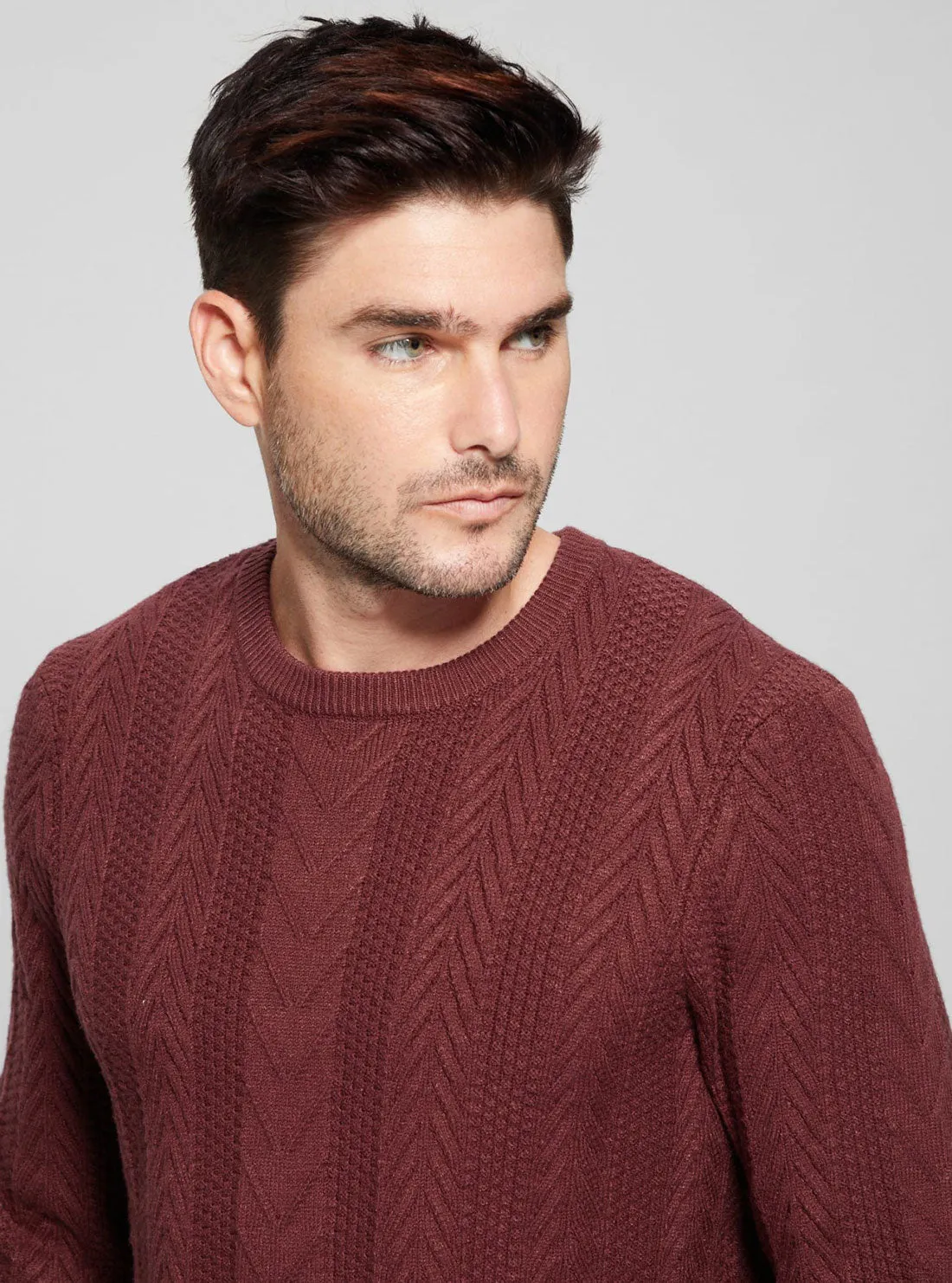 Maroon Red Cable Ethan Knit Jumper