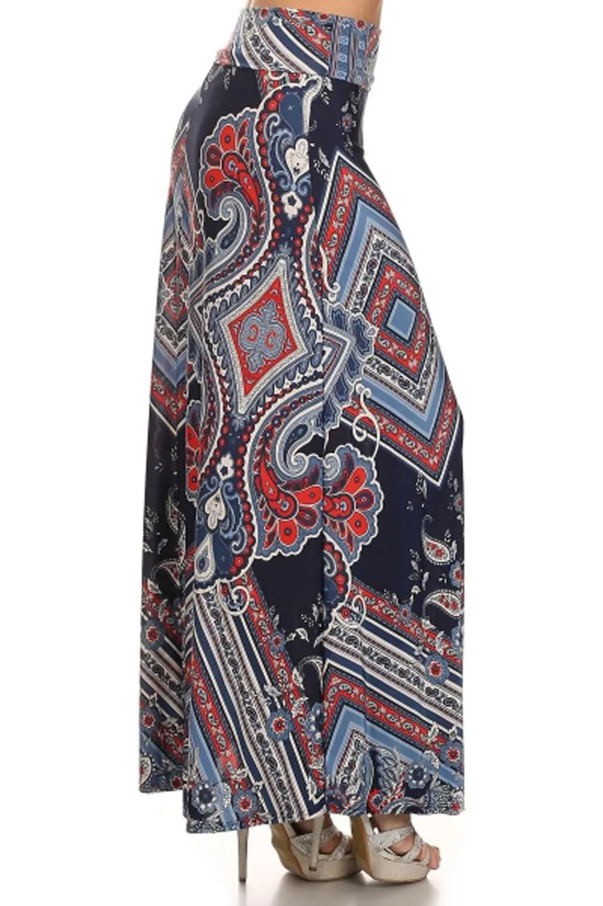 Maxi Skirt Elegant Paisley Goddess Blue