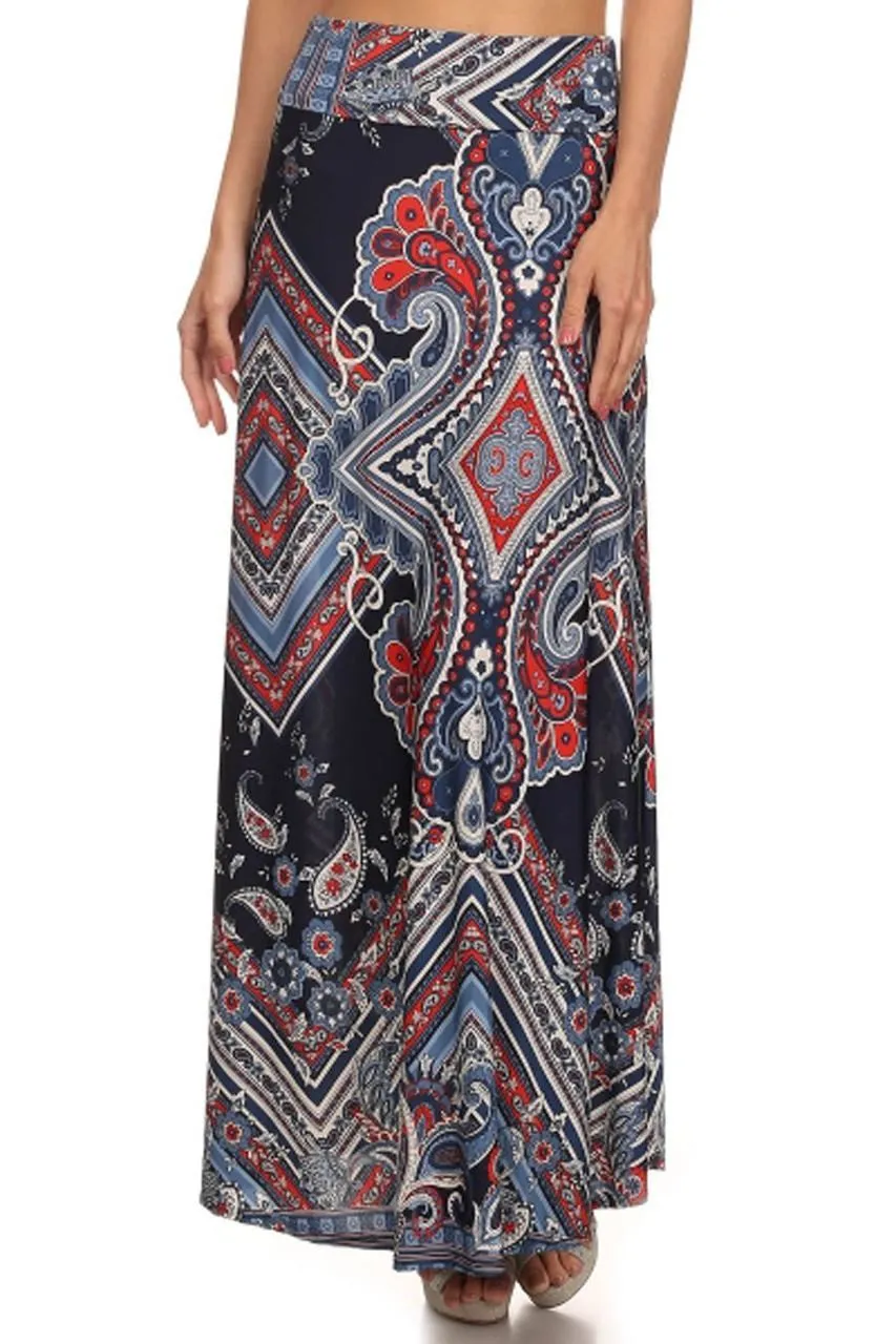 Maxi Skirt Elegant Paisley Goddess Blue