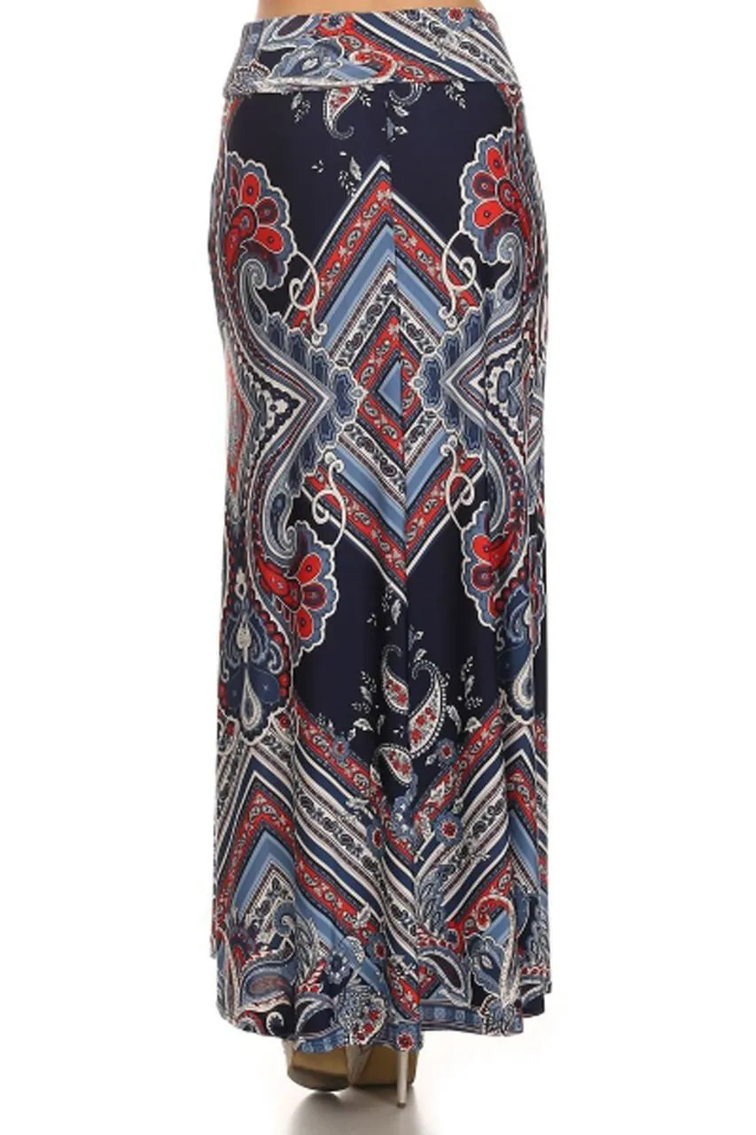 Maxi Skirt Elegant Paisley Goddess Blue