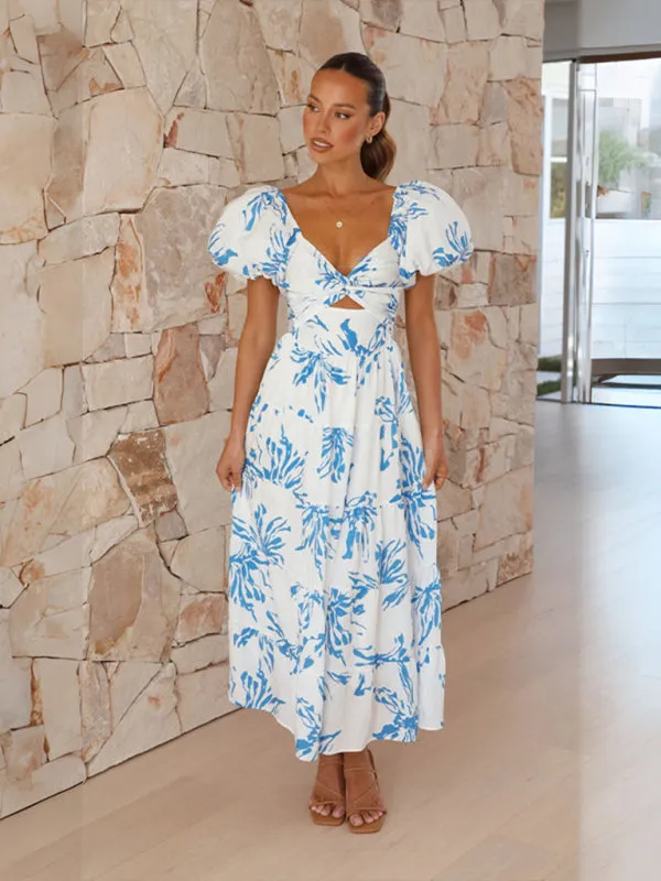 Melody Floral Puff Sleeve Midi Dress