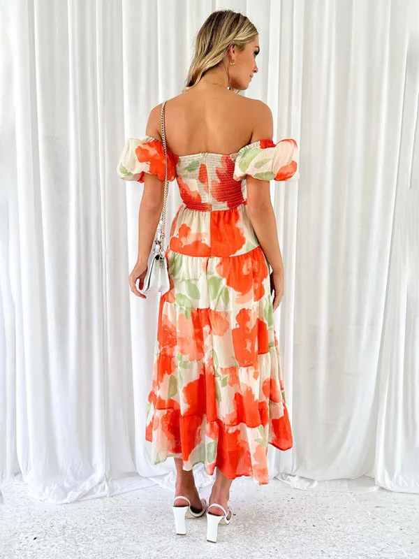 Melody Floral Puff Sleeve Midi Dress