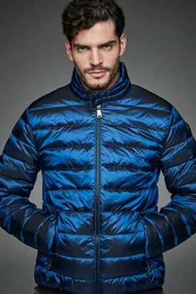 Men Short bomber style down jacket MURRAY-I  Ink Blue