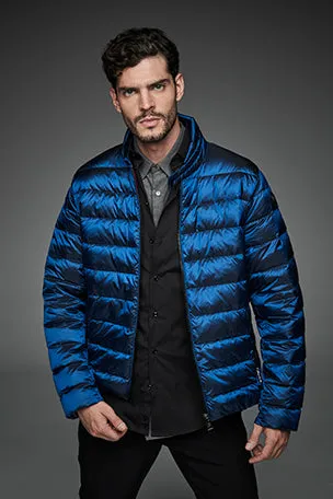 Men Short bomber style down jacket MURRAY-I  Ink Blue