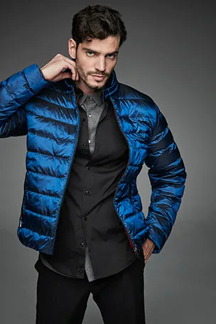 Men Short bomber style down jacket MURRAY-I  Ink Blue