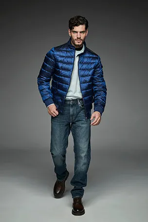 Men Short bomber style down jacket MURRAY-I  Ink Blue