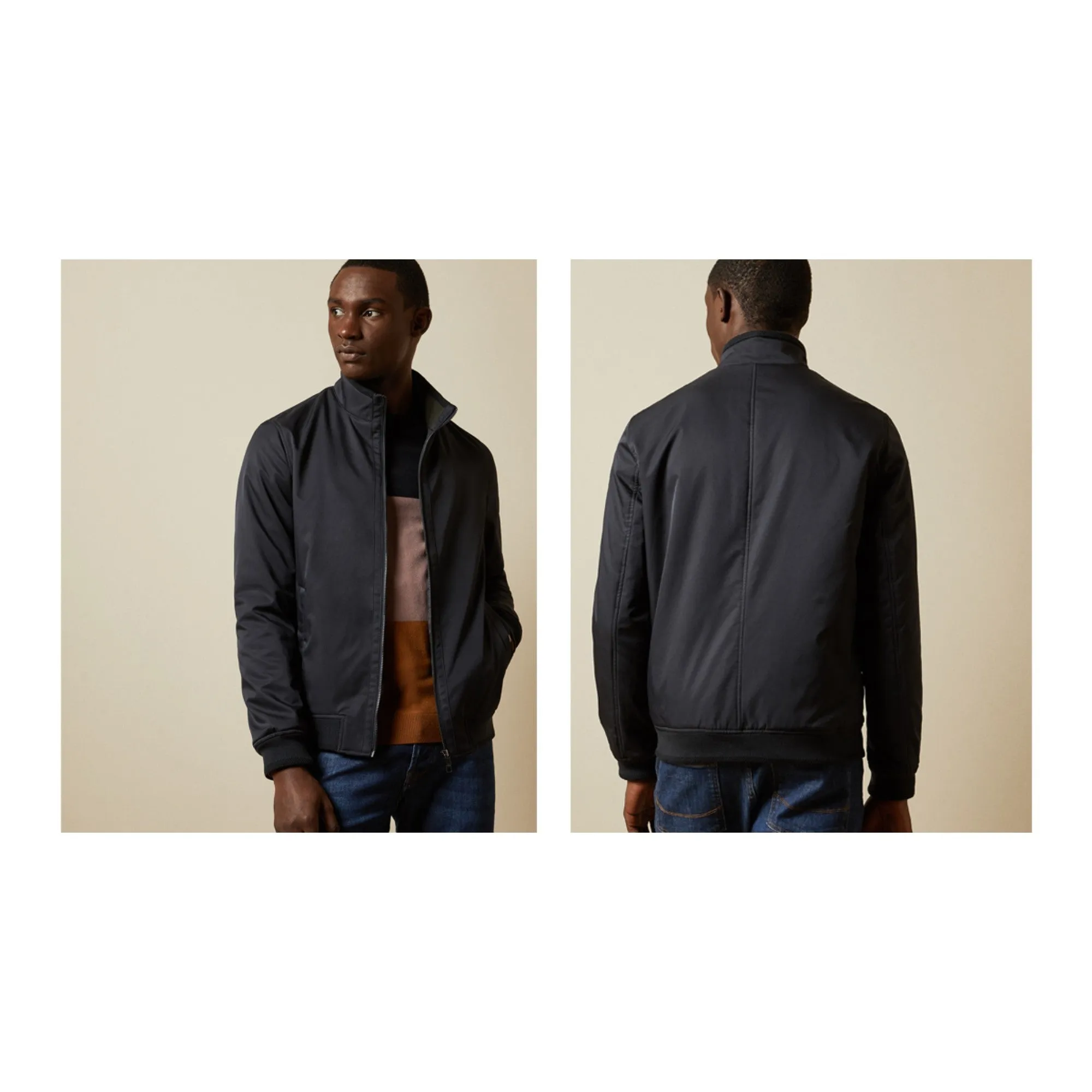 Men Yeppers-Wadded Bomber Jacket - Navy