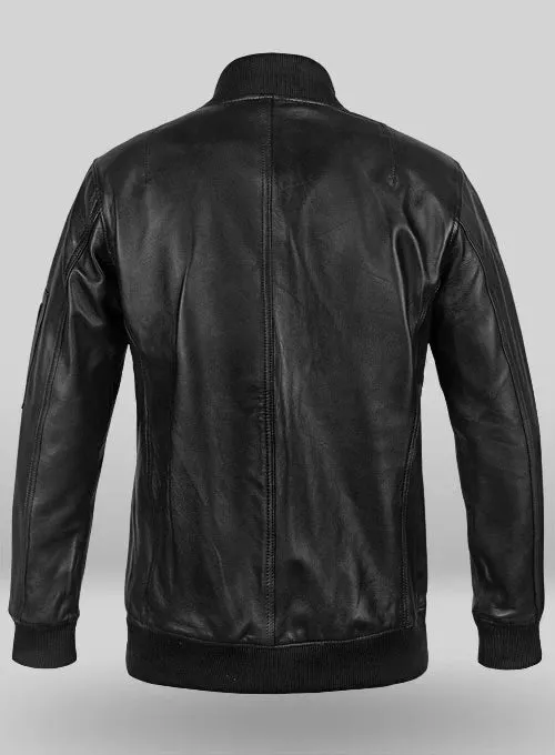 Men's Black Genuine Leather Bomber Jacket MZ02