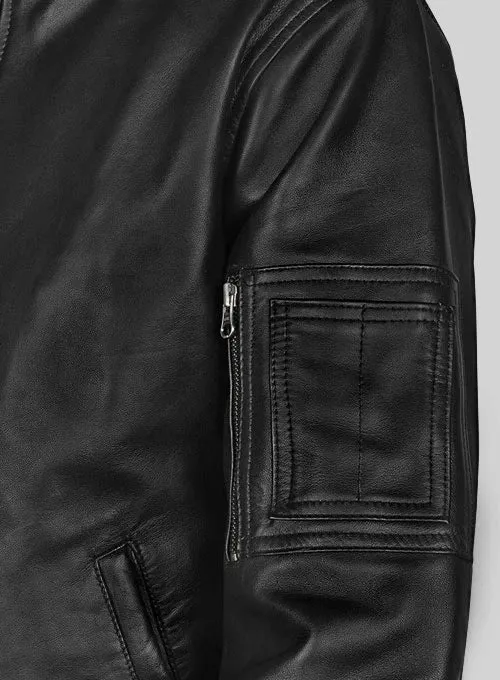 Men's Black Genuine Leather Bomber Jacket MZ02