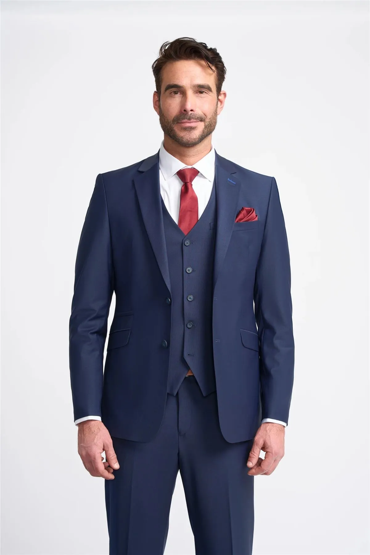 Men's Blazer Navy Blue Tailored Fit Formal Suit Jacket