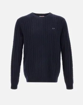 Men's Blue Cable Knit Sweater