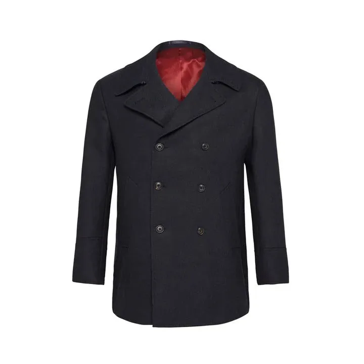 Men's Classic Black Wool Navy Peacoat