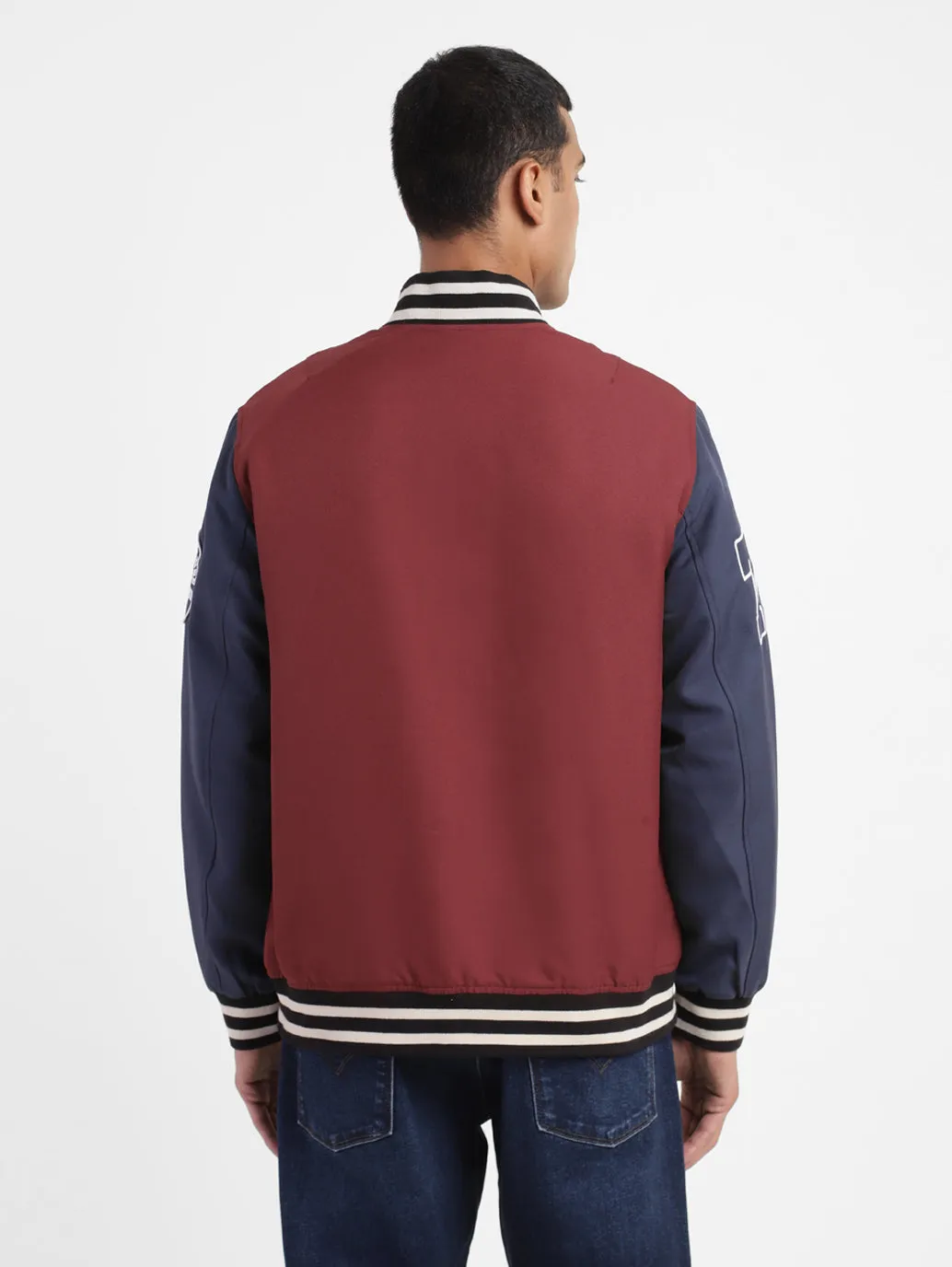 Men's Colorblock Collar Neck Bomber Jacket