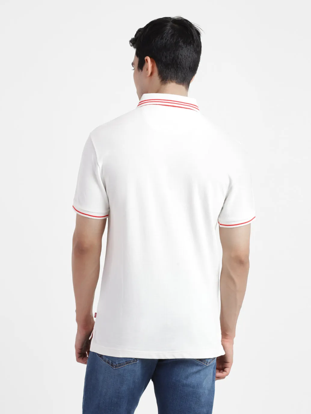 Men's Colorblock White Polo T-Shirt