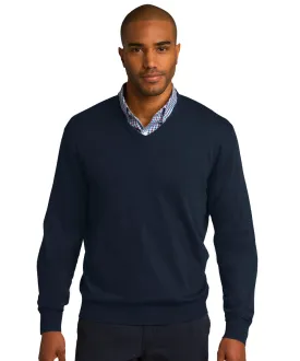 Men's Fine Gauge V-Neck Sweater - Navy & Black