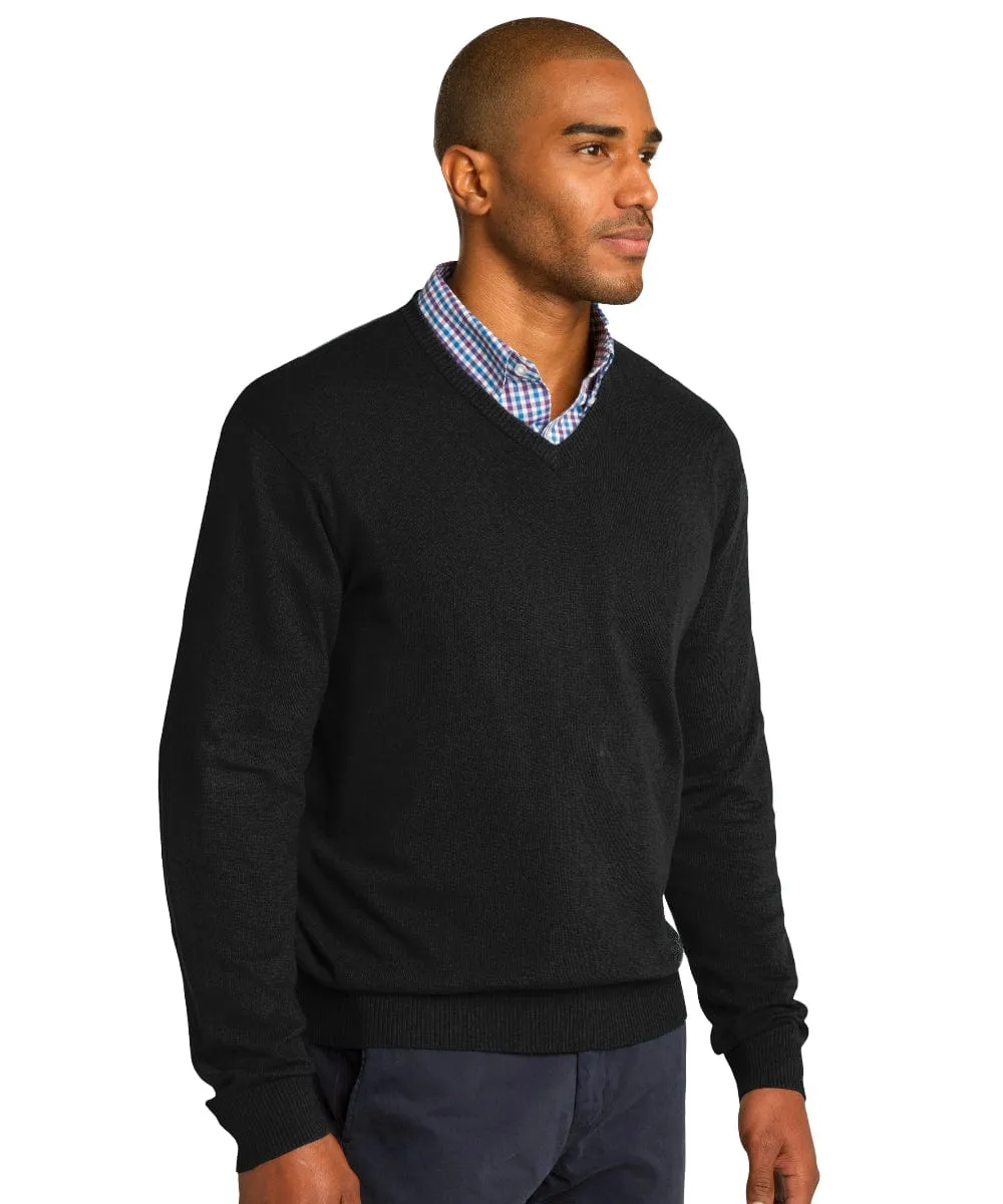 Men's Fine Gauge V-Neck Sweater - Navy & Black