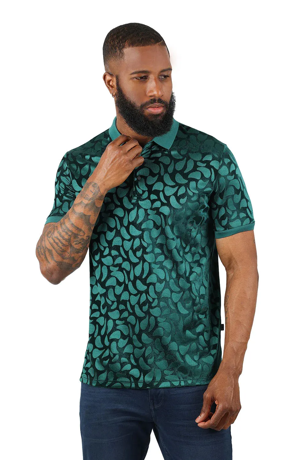 Men's Floral Twist Short Sleeve Polo Shirt