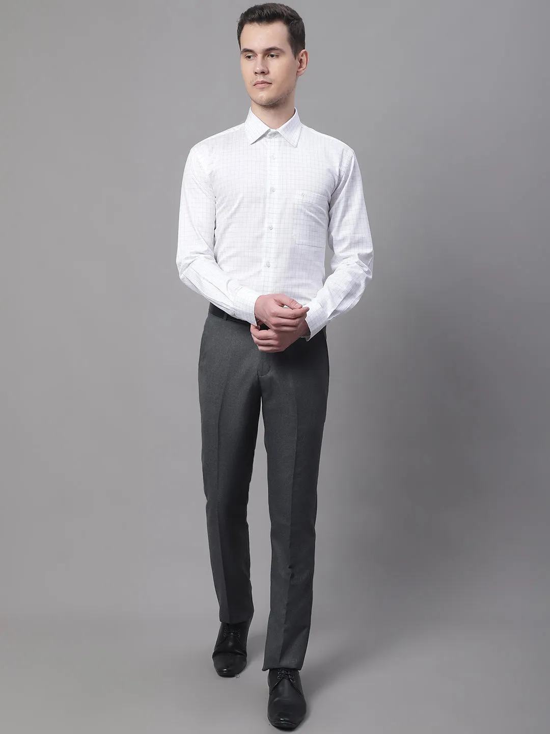 Men's Formal Flat front Charcoal  Trousers