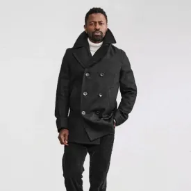 Men's Premium Black Wool Peacoat