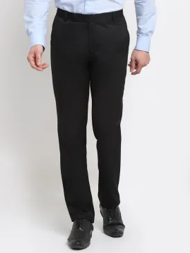 Men's Regular fit Flat front Black  Trousers