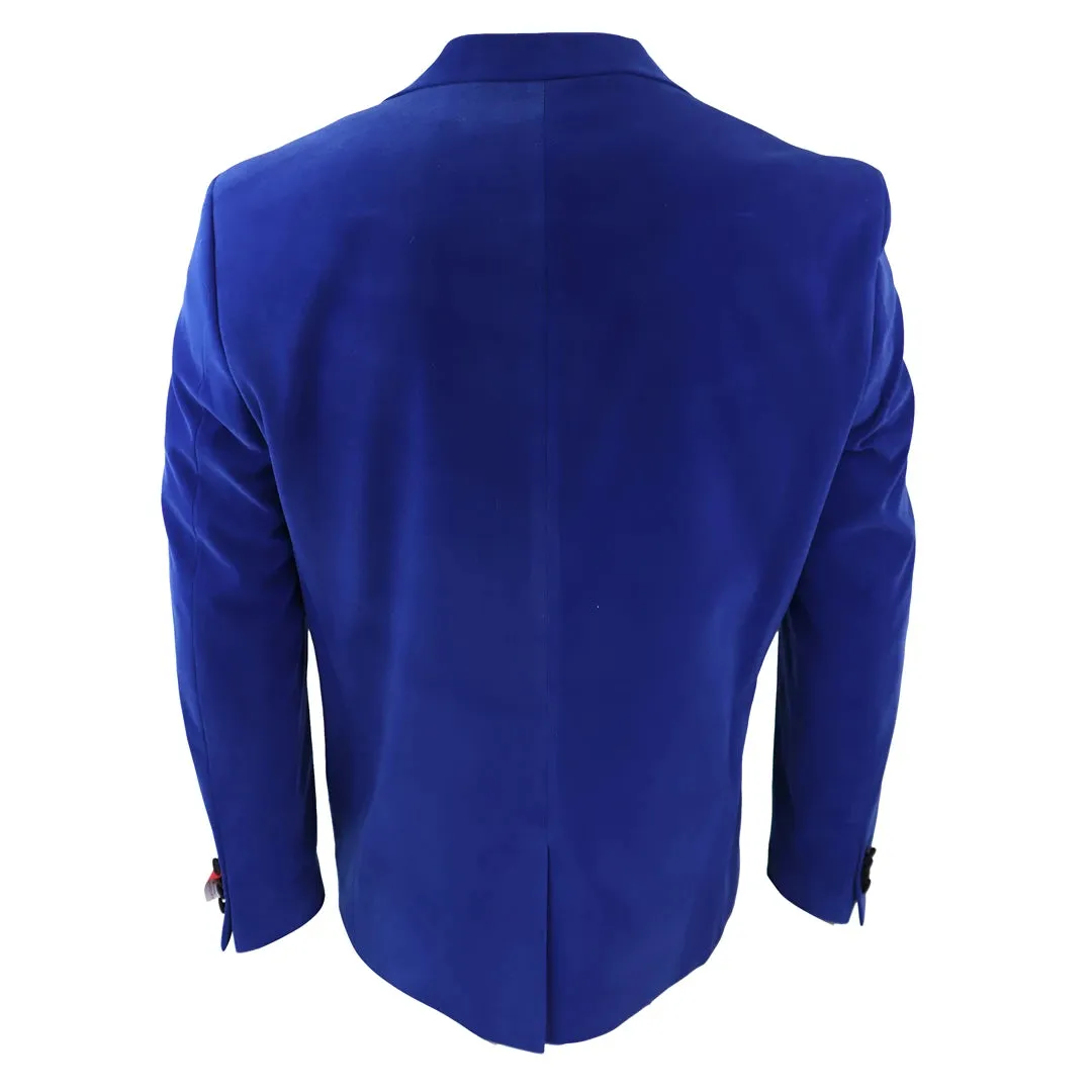 Men's Royal Blue Velvet Tux Blazer Satin Lapels Dinner Wedding Prom Black Tie