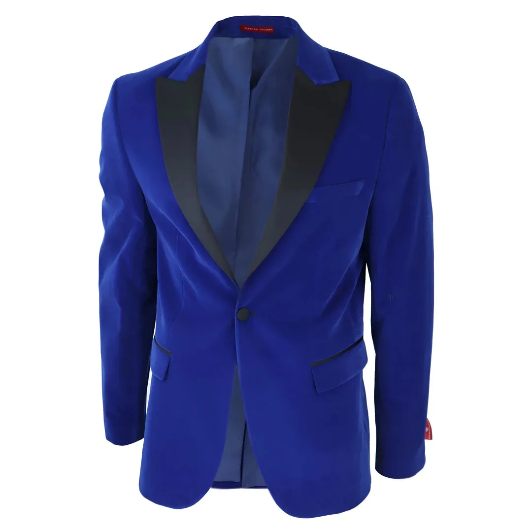 Men's Royal Blue Velvet Tux Blazer Satin Lapels Dinner Wedding Prom Black Tie