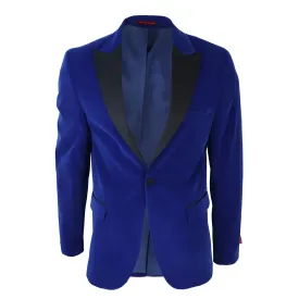 Men's Royal Blue Velvet Tux Blazer Satin Lapels Dinner Wedding Prom Black Tie