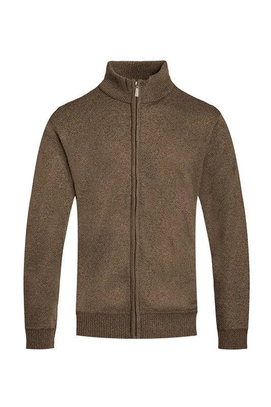 Mens Solid Full Zipper Sweater