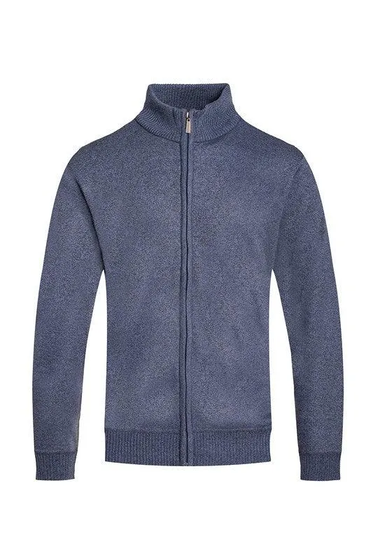 Mens Solid Full Zipper Sweater