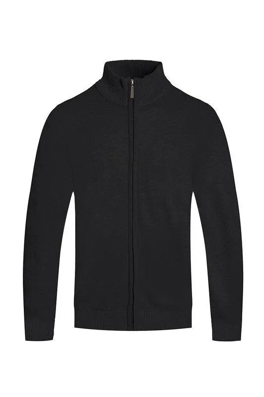 Mens Solid Full Zipper Sweater